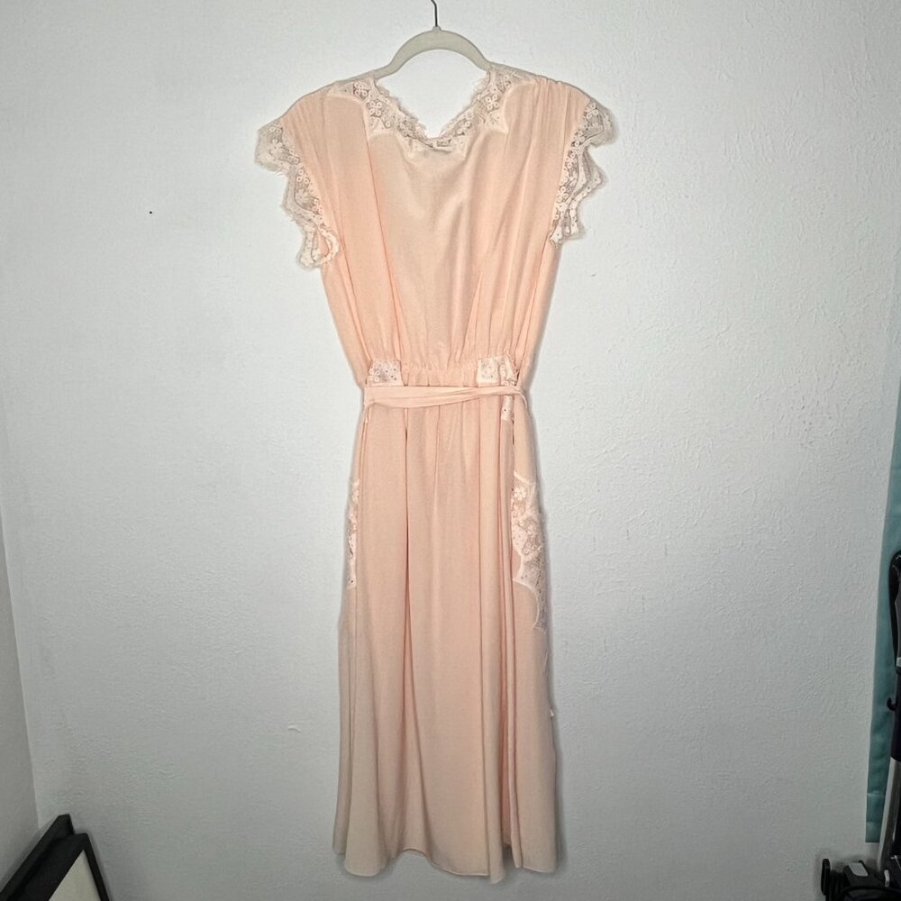Women's JOIE Magdelen 100% Silk Peach Cream Lace Baby Pink Midi Dress Size XS - Picture 5 of 9